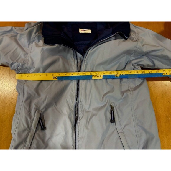 Vintage Y2K Nike Hooded Swoosh Lt Blue Zip Fleece Lined Rain Jacket Medium READ - Picture 5 of 7